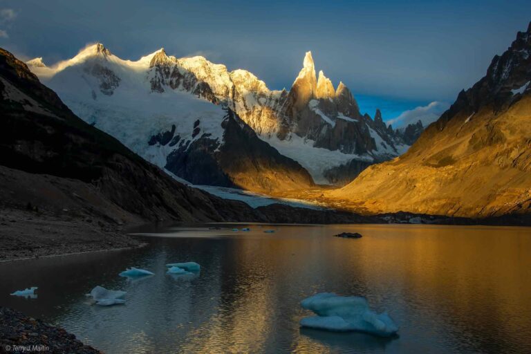Reflection of mountains at Cerro Torre Patagonia