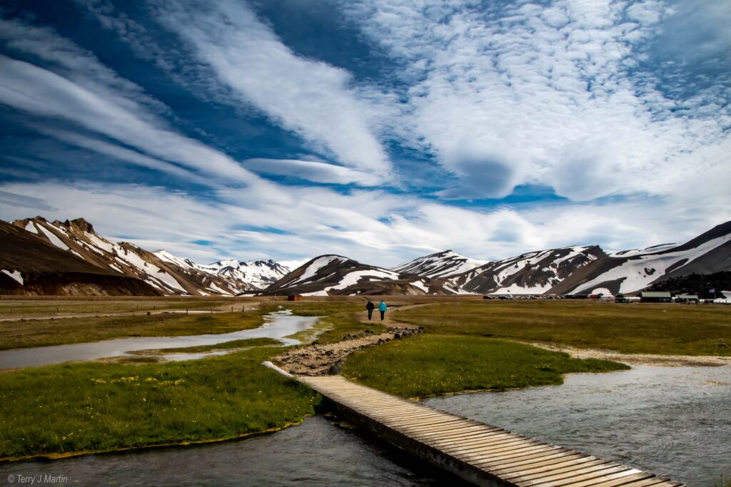 The Landmannalaugar mountains overlooking a river