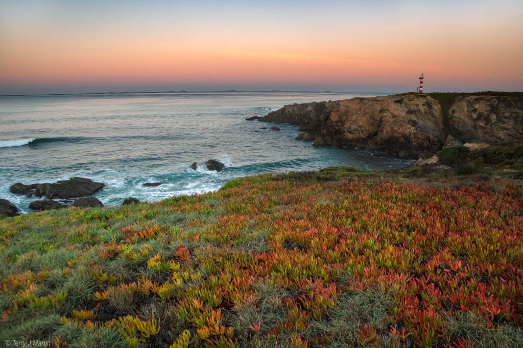 A view of the Odeceixe Lighthouse in Portugal