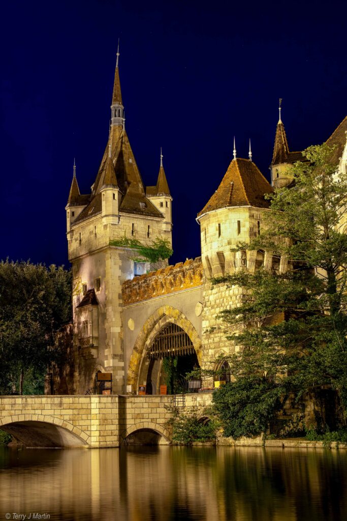 Vajdahunyad Castle, Budapest at nighttime