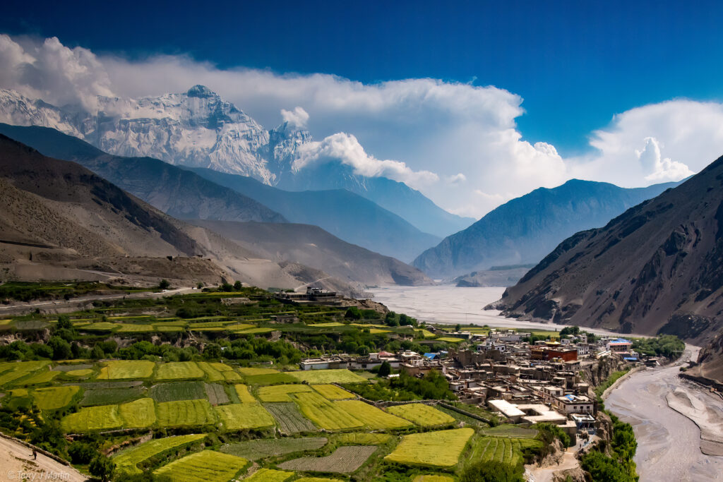 A mountainside view of Kagbeni, Nepal