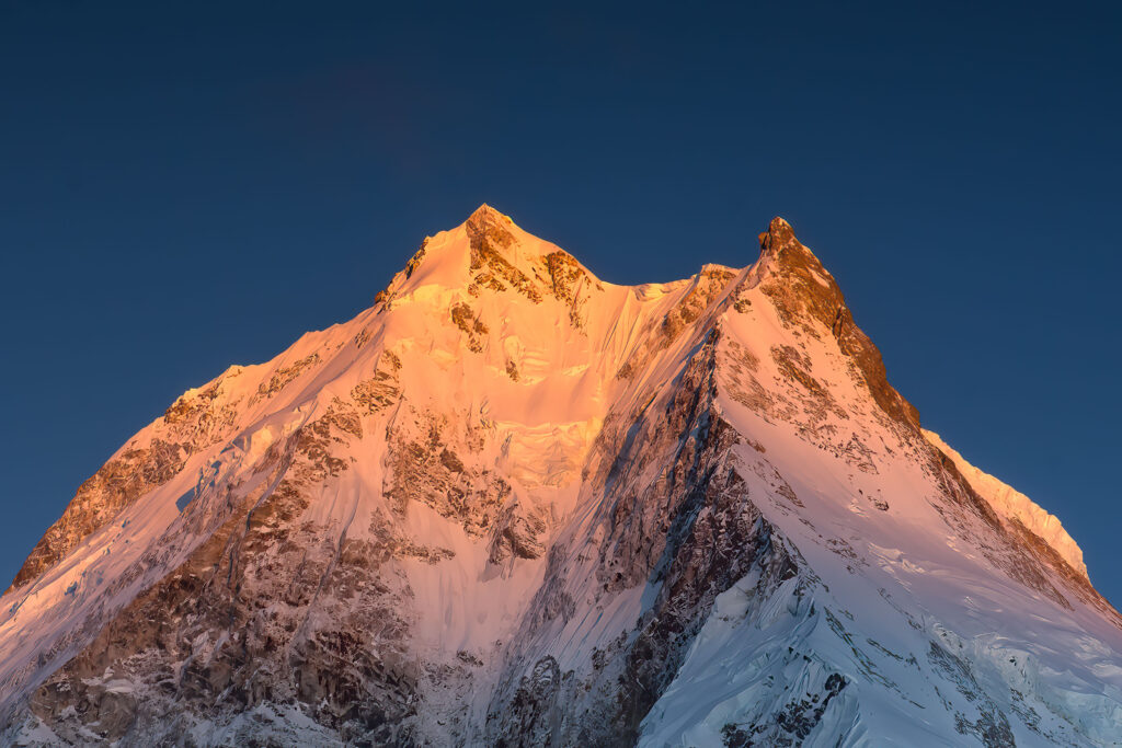 A scaled image of Mount Manaslu at Dawn