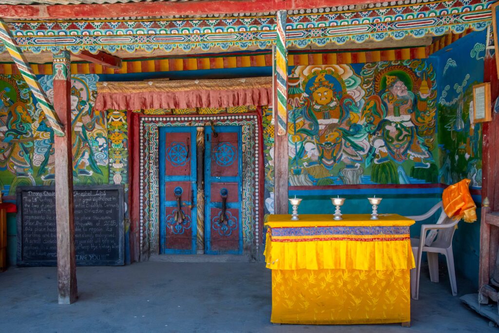 A colorful temple wall